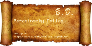 Bercsinszky Dalida névjegykártya